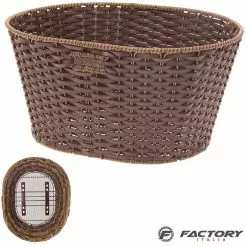 BRN Cesto Bici Vintage Anteriore In Eco-pelle Marrone