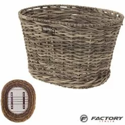 BRN Cesto Bici Vintage Anteriore In Eco-rattan Grigio