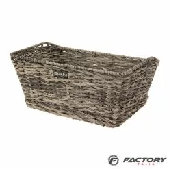 BRN Cesto Bici Vintage Anteriore Rettangolare In Eco-rattan Grigio