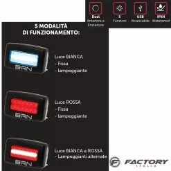 BRN Fanale Bici Dual Light Bianca Rossa