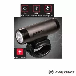 BRN Fanale Bicicletta Anteriore Ricaricabile Roller