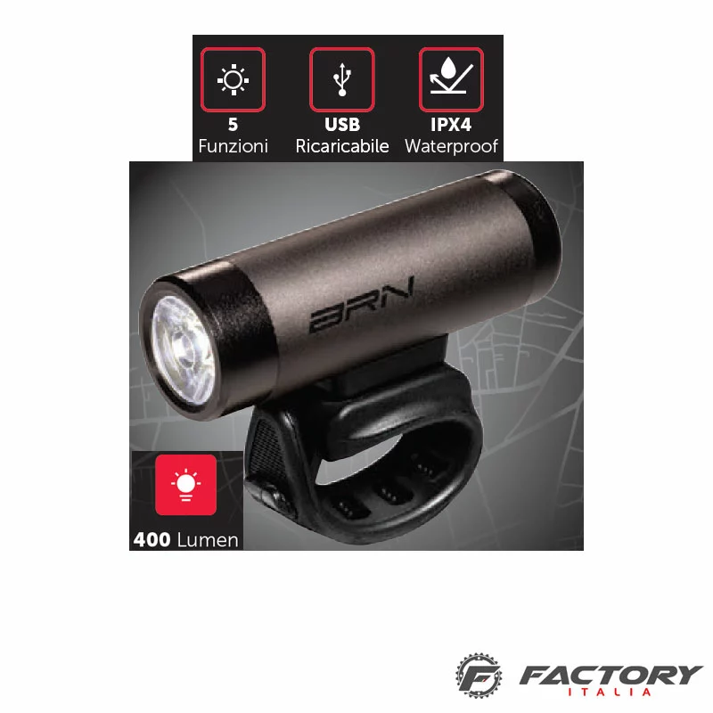 BRN Fanale Bicicletta Anteriore Ricaricabile Roller 1 BRN Fanale Bicicletta Anteriore Ricaricabile Roller