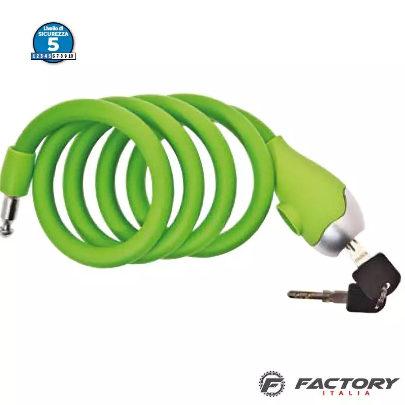 Lucchetto Bici A Spirale BRN Rivestito In Gomma Verde 1 Lucchetto Bici A Spirale BRN Rivestito In Gomma Verde