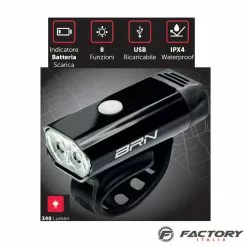 BRN Luce Bicicletta Anteriore Ricaricabile Jumbo