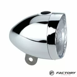 BRN Luce Riflettore Anteriore Bici 3 Led A Batterie Cromato