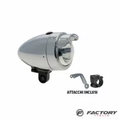 BRN Luce Riflettore Vintage Per Bici Silver A Batteria