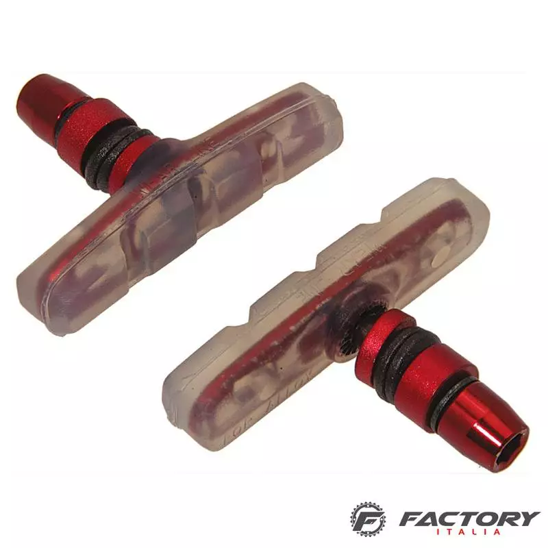 BRN Pattini Freno Bici V-brake Gomma Trasparente Rossi 1 BRN Pattini Freno Bici V-brake Gomma Trasparente Rossi