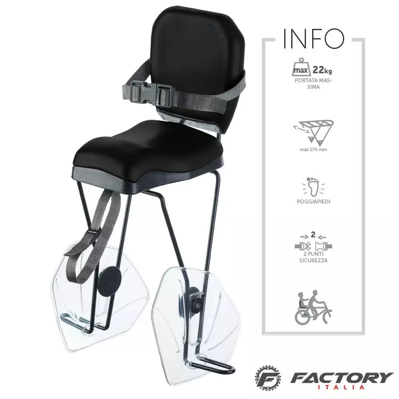 Seggiolino Bici Posteriore Nero BRN Hello 1 Seggiolino Bici Posteriore Nero BRN Hello